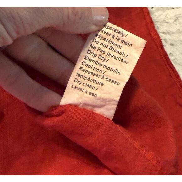 SAIPH LAB Blouse Top Shirt Boho Linen Poppy Red Plus Size 2X Lagenlook Peasant - Picture 12 of 12